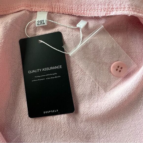 NWT Deepself Boutique Pink Button Front Linen‎ Romper/Shortie -- 2XL - Picture 10 of 12